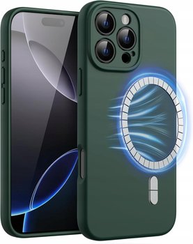 ETUI Z MAGSAFE DO IPHONE 16 PRO WZMACNIANE 360° MATOWE CASE ZIELONY MIĘKKIE - Inny producent