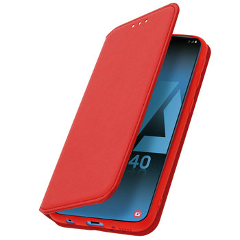 Etui z podstawką Classic Edition z miejscem na kartę do Samsunga Galaxy A40 - czerwone - Avizar
