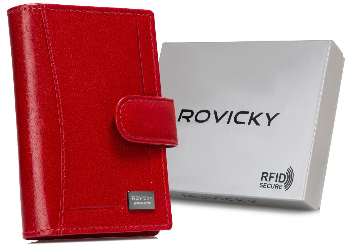 Etui Ze Sk Ry Naturalnej Na Karty I Dokumenty Rfid Protect Rovicky Czerwony Rovicky Moda