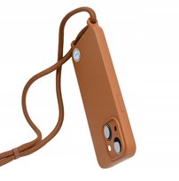 Etui ze sznurkiem do iPhone 15 Brązowe Silikonowe ProFlo