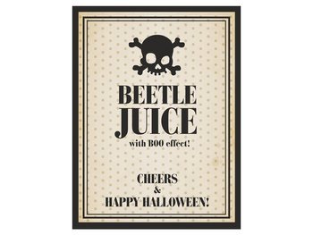 Etykieta na butelkę Beetle Juice na halloween - 10 szt. - PartyDeco