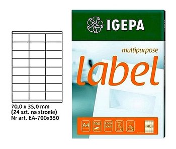 Etykiety A4 Igepa 70.0 X 35.0 Mm Białe (100) - Igepa
