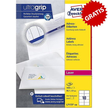Etykiety adresowe białe Avery Zweckform 99,1x57 mm L7173-100 białe UltraGrip