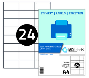 Etykiety naklejki samoprzylepne, 70x37,1 mm, 100 arkuszy