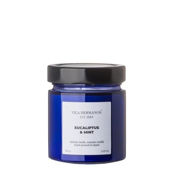 Eucalyptus & Mint - Vila Hermanos - świeca zapachowa 150g - seria Apothecary Cobalt Blue - Vila Hermanos