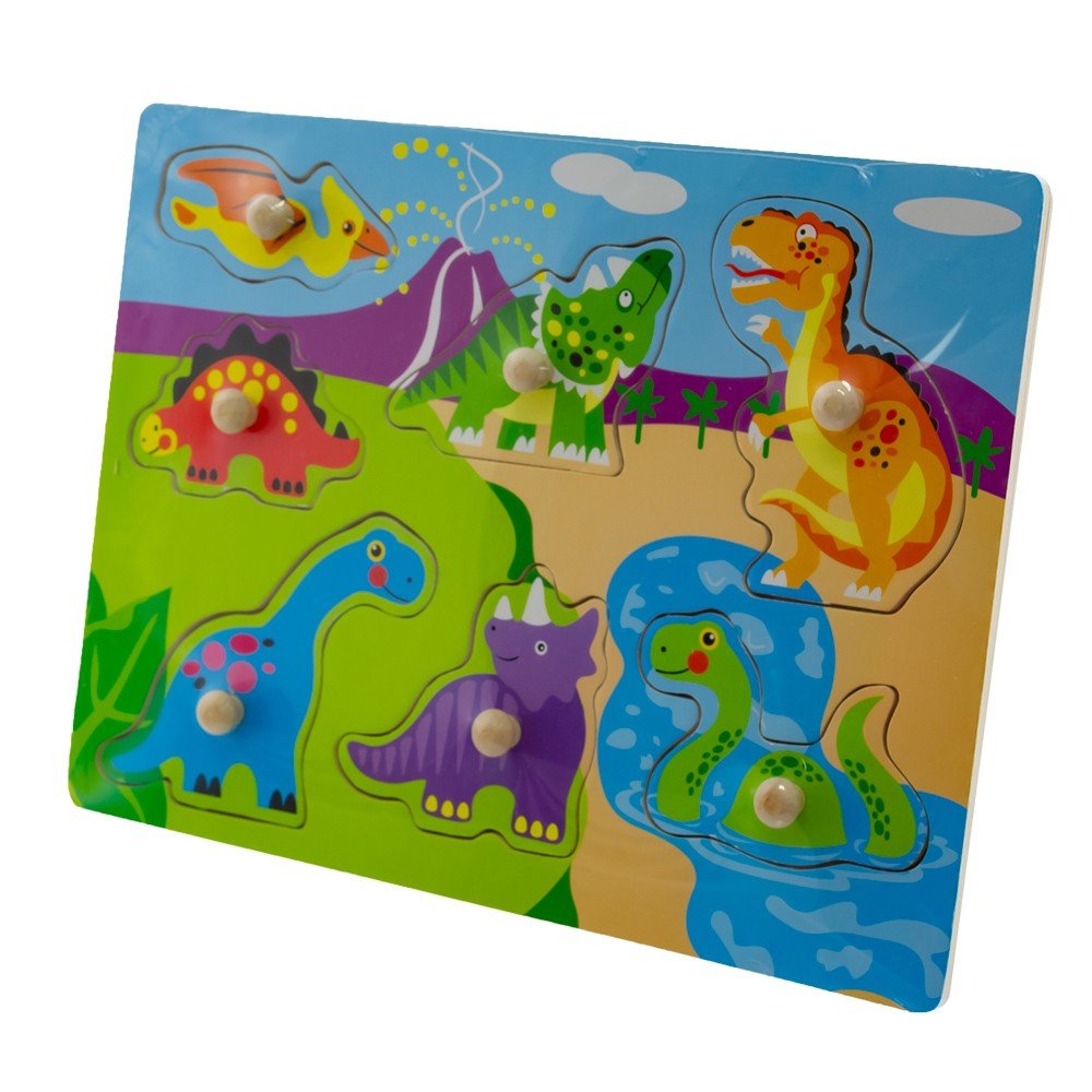 Фото - Пазли й мозаїки EURObaby , puzzle drewniane Dinozaury, 22x30 cm 