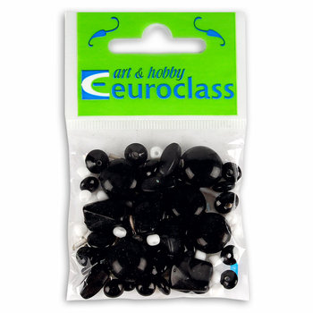 Euroclass, koraliki ozdobne, czarno-białe, 40 g