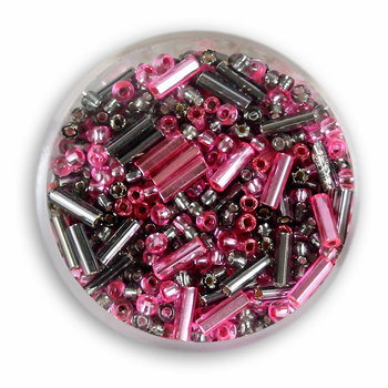 Euroclass, koraliki ozdobne, rokoko, różowo-czarne, 16 g