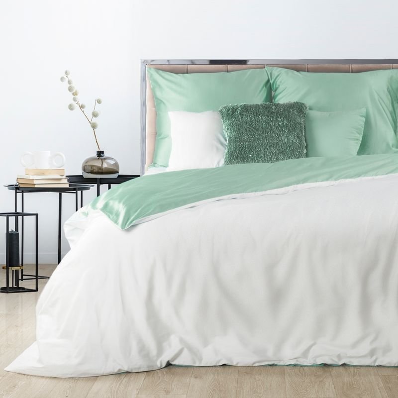 Eurofirany, Pościel bawełniana Nova 2 elementowa, 140x200, biało miętowa