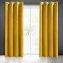 Eurofirany, Zasłona velvetowa na przelotkach Melanie, 140x250, musztardowa