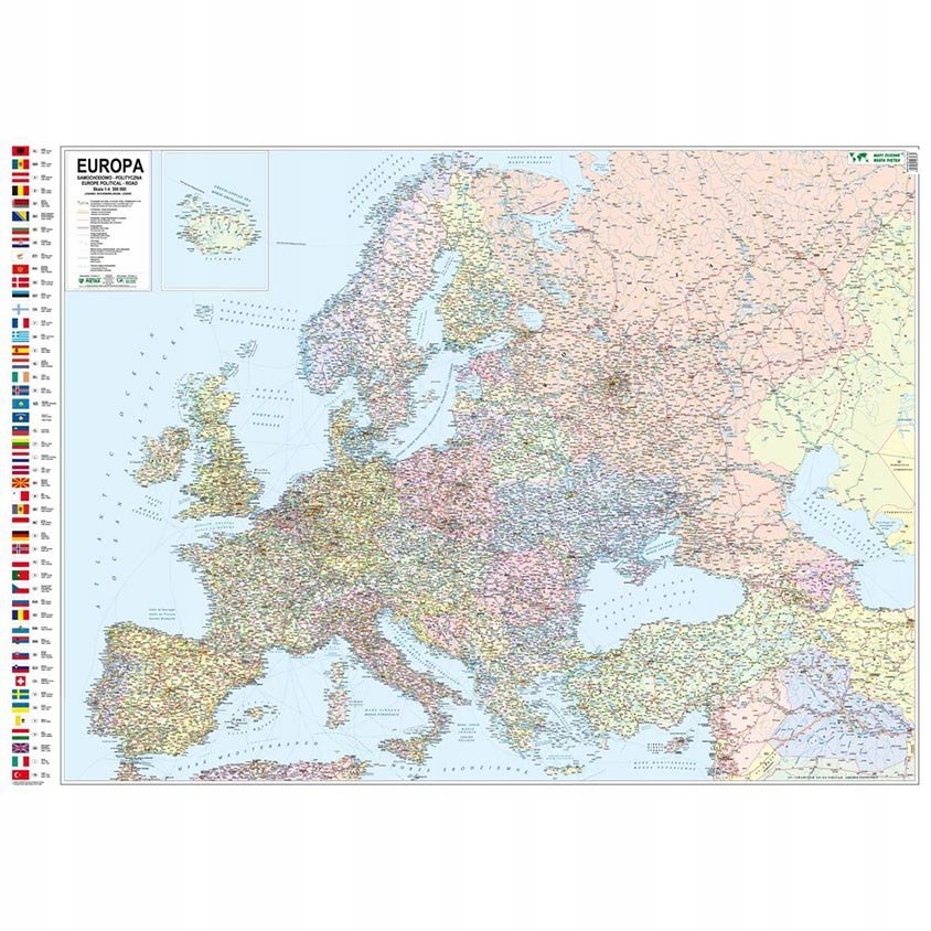 Zdjęcia - Gra planszowa Europa Duża Mapa Ścienna Polityczna I Drogowa 1:4