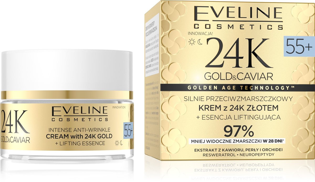 EVELINE 24K Gold&Caviar Krem silnie przeciwzmarszczkowy 55+ 50 ml ...