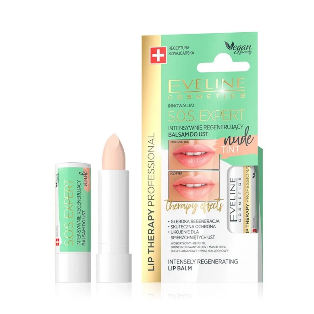 Eveline Cosmetics, Lip Therapy S.O.S. Expert, intensywnie regenerujący balsam do ust Tint Nude