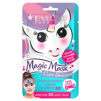 Eveline Cosmetics, Magic Mask, oczyszczająca maska w płacie 3D Cute Unicorn, 1 szt.