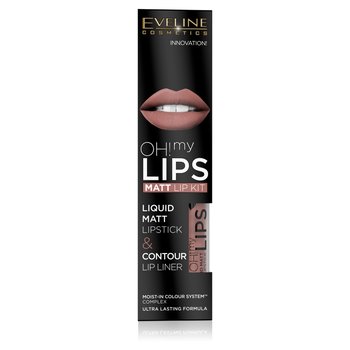 Eveline Cosmetics, Oh! My Lips, Zestaw: matowa pomadka w płynie i konturówka, nr 02 Milky Chocolate - Eveline Cosmetics