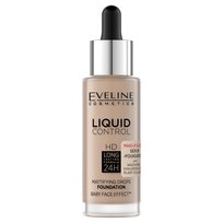 Eveline, Liquid Control HD Long Lasting Formula 24H, Podkład do twarzy z dropperem 025 Light Rose, 32 ml