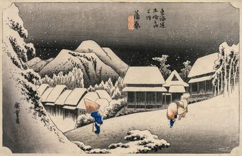 Evening Snow at Kambara, Hiroshige  - plakat 91,5x61 cm - Galeria Plakatu