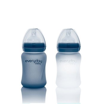Everyday Baby, Szklana butelka ze smoczkiem S reagująca na temperaturę, Borówkowa, 150 ml - Everyday Baby
