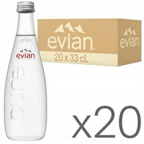 Evian Woda Naturalna Mineralna Niegazowana Wapń + Magnez - Szkło - 20x0,33L Evian