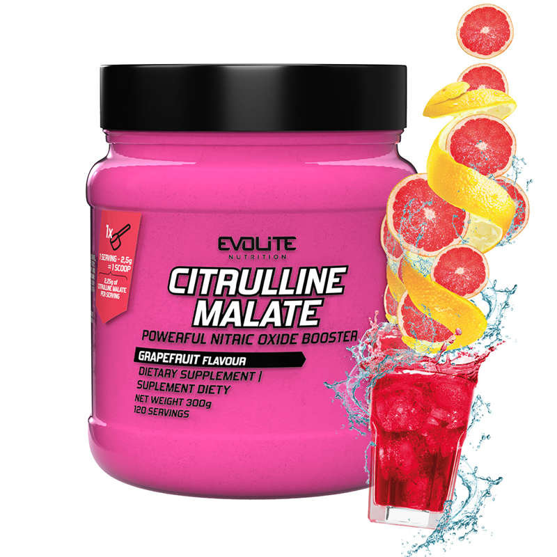 Фото - Передтренувальний комплекс Evolite Nutrition Evolite Citrulline Malate 300g Grapefruit 