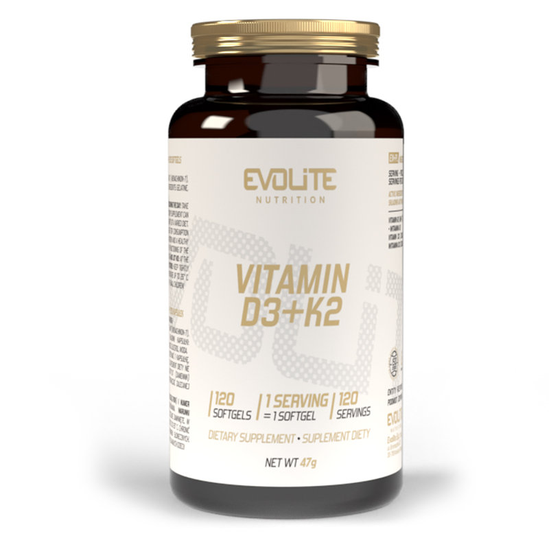 Фото - Вітаміни й мінерали Evolite Nutrition Vitamin D3+K2 120 Softgels 