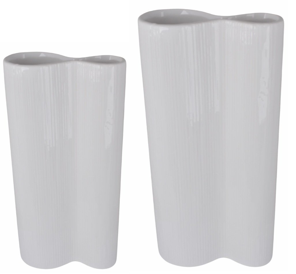 Zdjęcia - Wazon Ewax,  ceramiczny duży 211390-32, biały, 15x6x33 cm