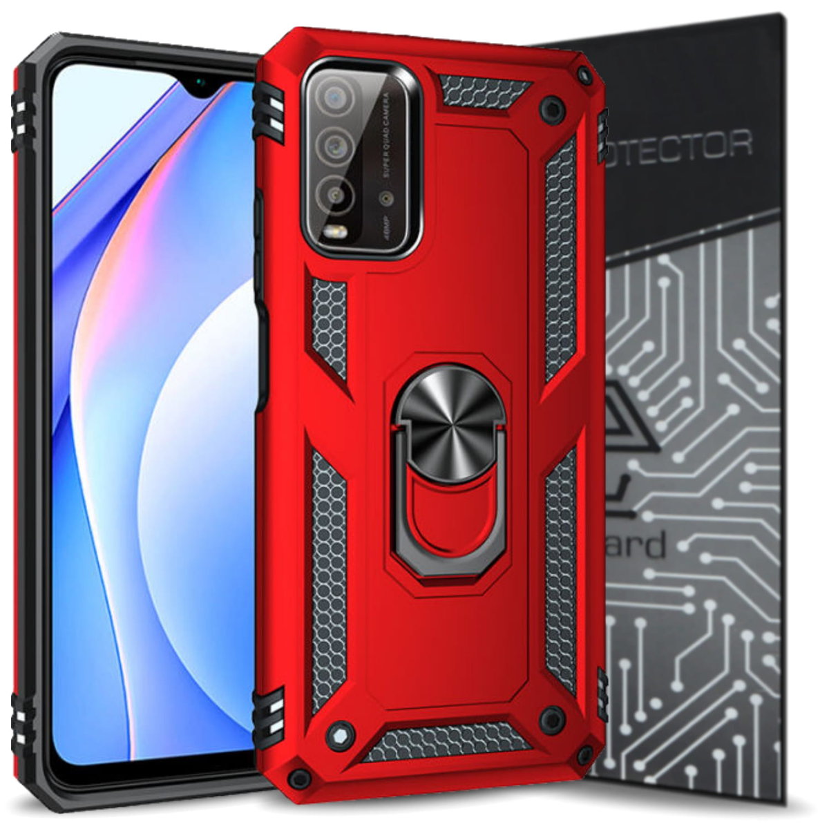 Funda Compatible Con Xiaomi Poco M3 & Xiaomi Redmi 9T, Flip Leather Edition, Funda De Cuero PU Con Cáscara De TPU, Magnético, Función De Soporte Y Ranuras Para Tarjetas (Rojo