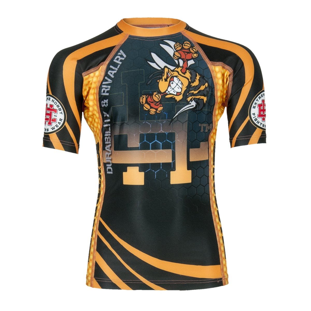 Extreme Hobby, Rashguard dziecięcy z krótkim rękawem, Angry Wasp, rozmiar 116, czarny