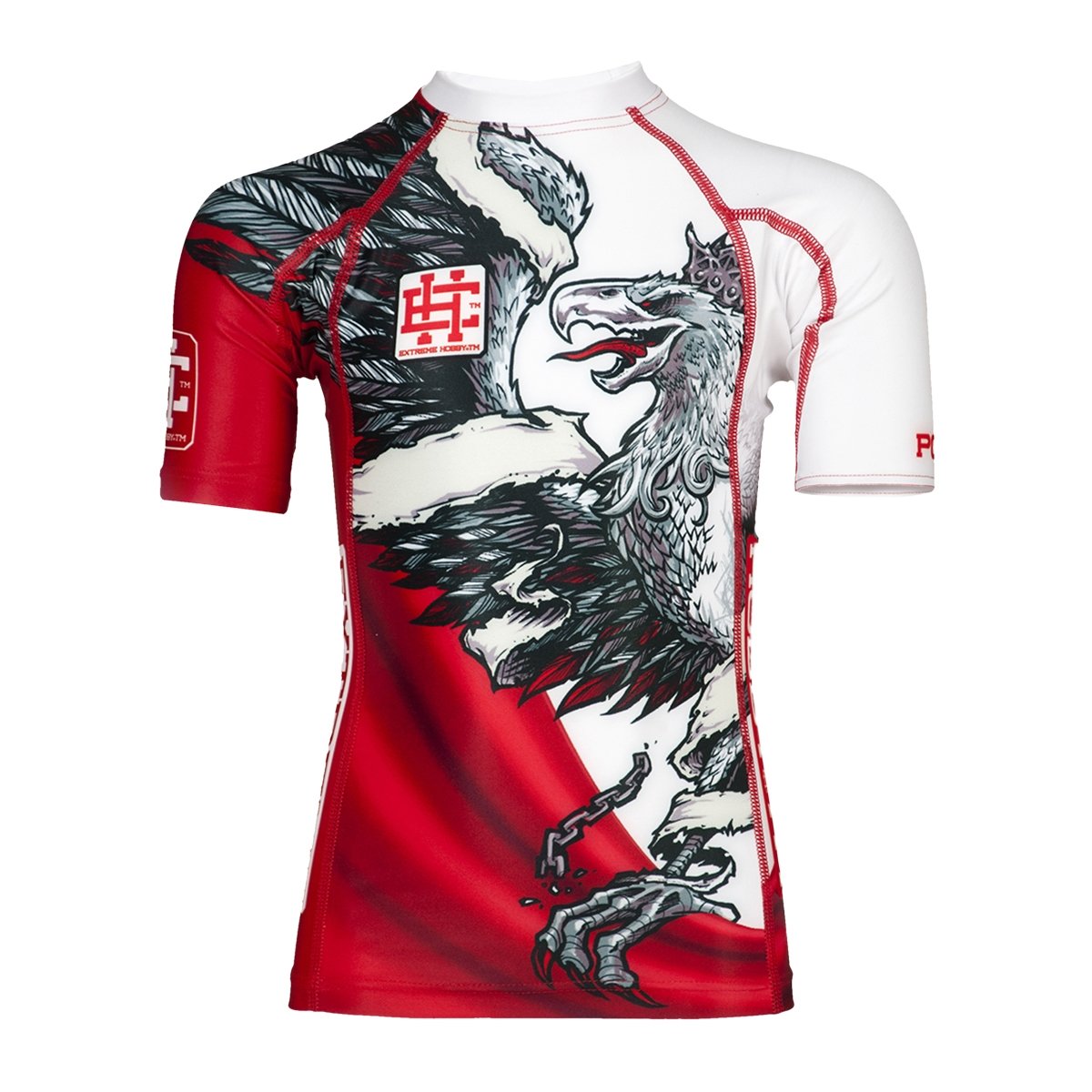 Extreme Hobby, Rashguard dziecięcy z krótkim rękawem, Polish Eagle, rozmiar 104, czerwony