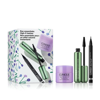 Eye Essentials: High-Fi Lashes zestaw eyeliner w płynie 0.34g + tusz do rzęs 10ml + oczyszczający balsam do twarzy 15ml - Clinique