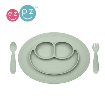 EZPZ Komplet naczyń silikonowych Mini Feeding Set pastelowa zieleń - EZPZ