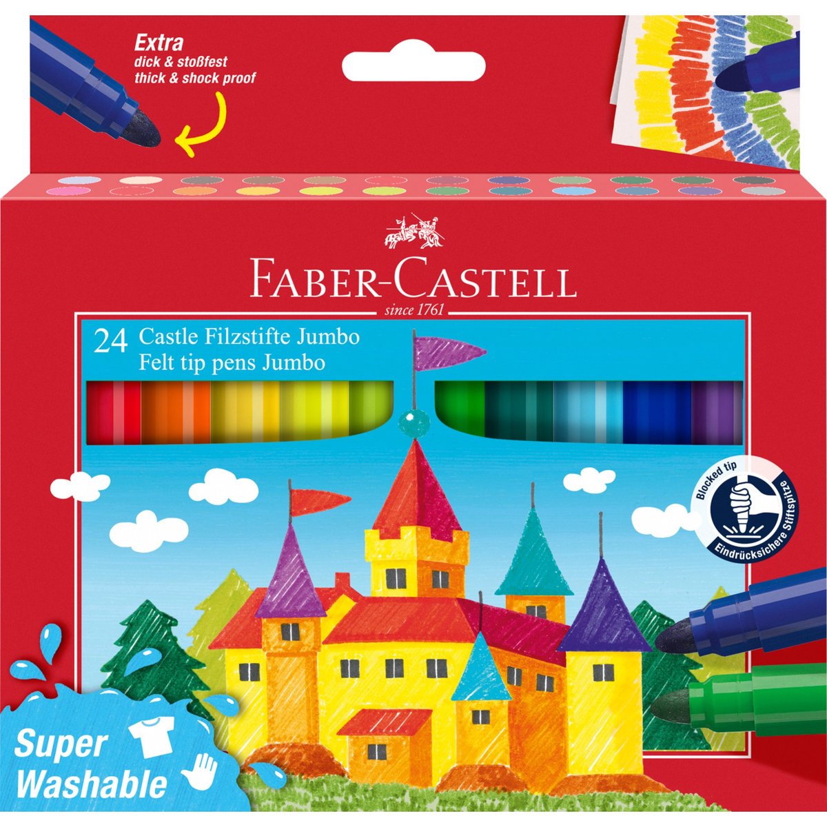 FABER-CASTELL, flamastry jumbo zamek faber-castell 24 kolory - Faber ...