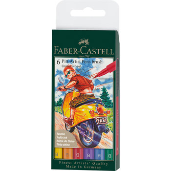 Faber-Castell, Pitt Artist Pen B kolory podstawowe etui  6 szt.  - Faber-Castell