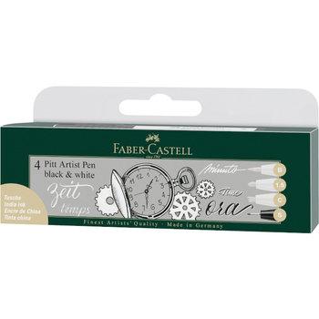 Faber Castell, Pitt Artist Pen, Black&White, 4 szt.  - Faber-Castell