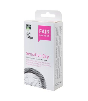 Fair Squared, Prezerwatywy SENSITIVE DRY, przezroczyste, z naturalnego lateksu, nienawilżane, certyfikowane FAIR RUBBER, 10szt - Fair Squared