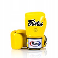 Fairtex Rękawice Bokserskie ze skóry naturalnej BGV1 Żółte 10oz