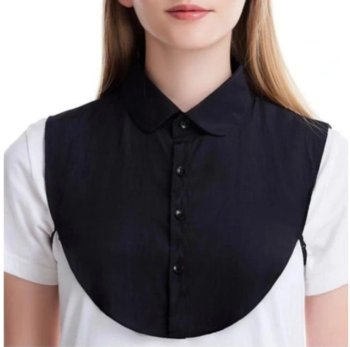 Fałszywa koszula kołnierz z zapięciem CZARNY półokrągły kołnierzyk - Hemi