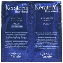 Fanola Keraterm Hair Ritual 15+15ml zestaw szampon+maska wygładzająca do włosów w saszetkach, zapobiega puszeniu Fanola