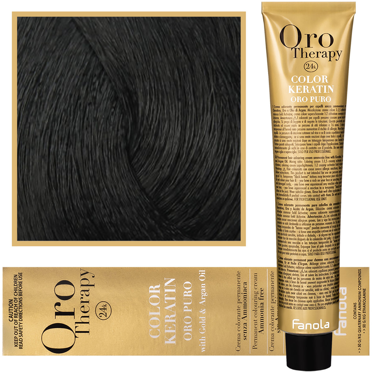Фото - Фарба для волосся ORO&ORO Fanola, Oro Therapy, Color Keratin Oro Puro, 1,0, farba do włosów, 100 ml 
