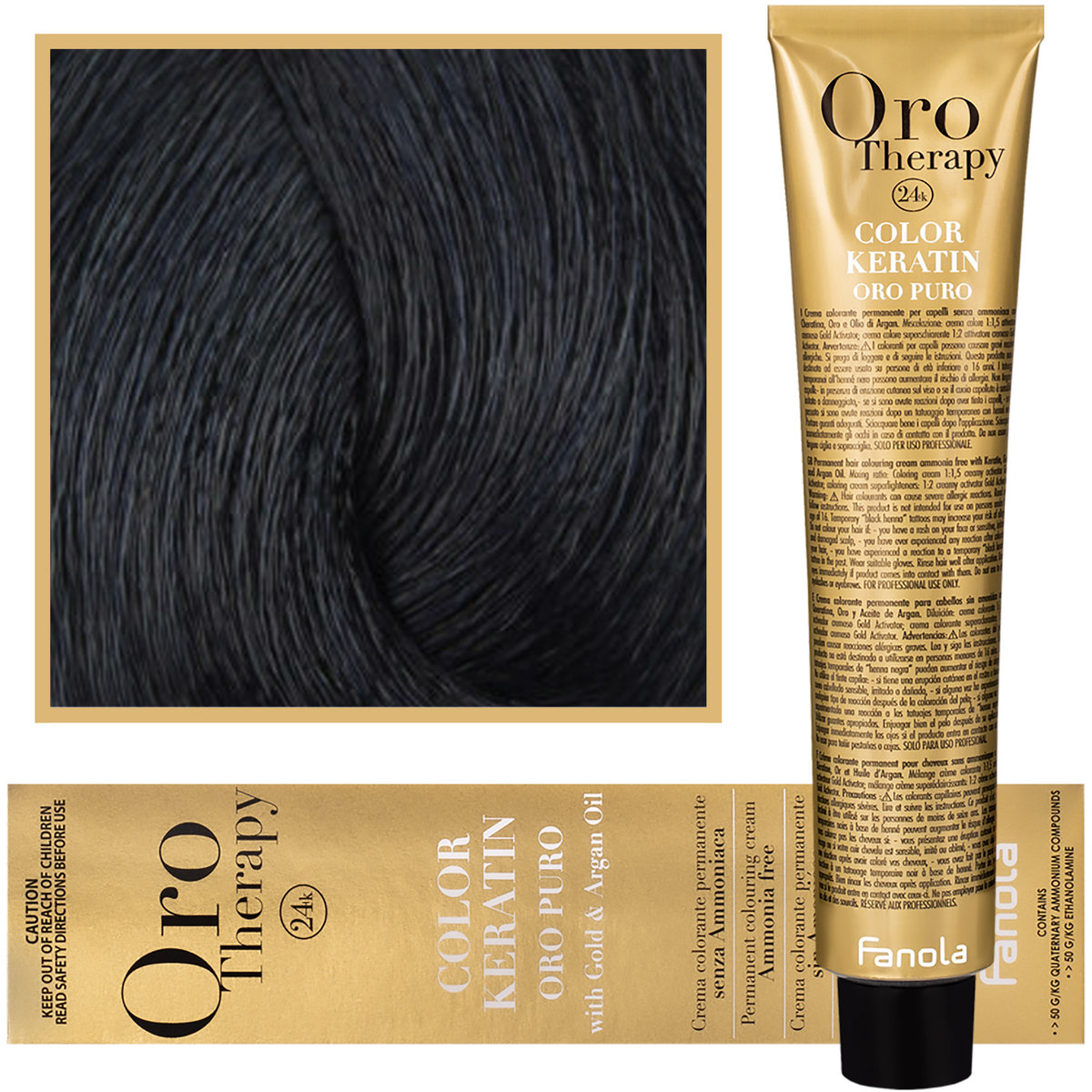 Zdjęcia - Farba do włosów Fanola, Oro Therapy, Color Keratin Oro Puro, 1,10, , 100 ml