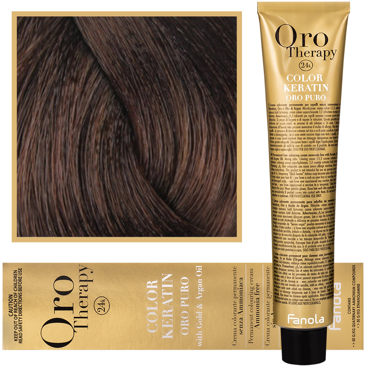 Фото - Фарба для волосся Fanola, Oro Therapy, Color Keratin Oro Puro, 5,3, farba do włosów, 100 ml