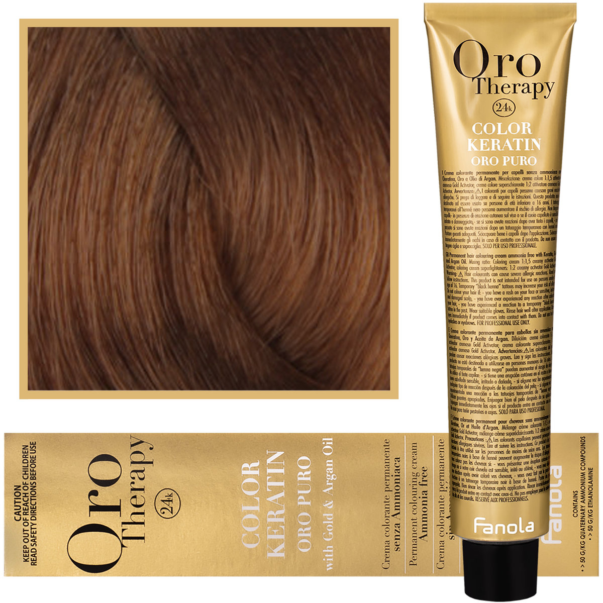 Фото - Фарба для волосся ORO&ORO Fanola, Oro Therapy, Color Keratin Oro Puro, 6,3, farba do włosów, 100 ml 