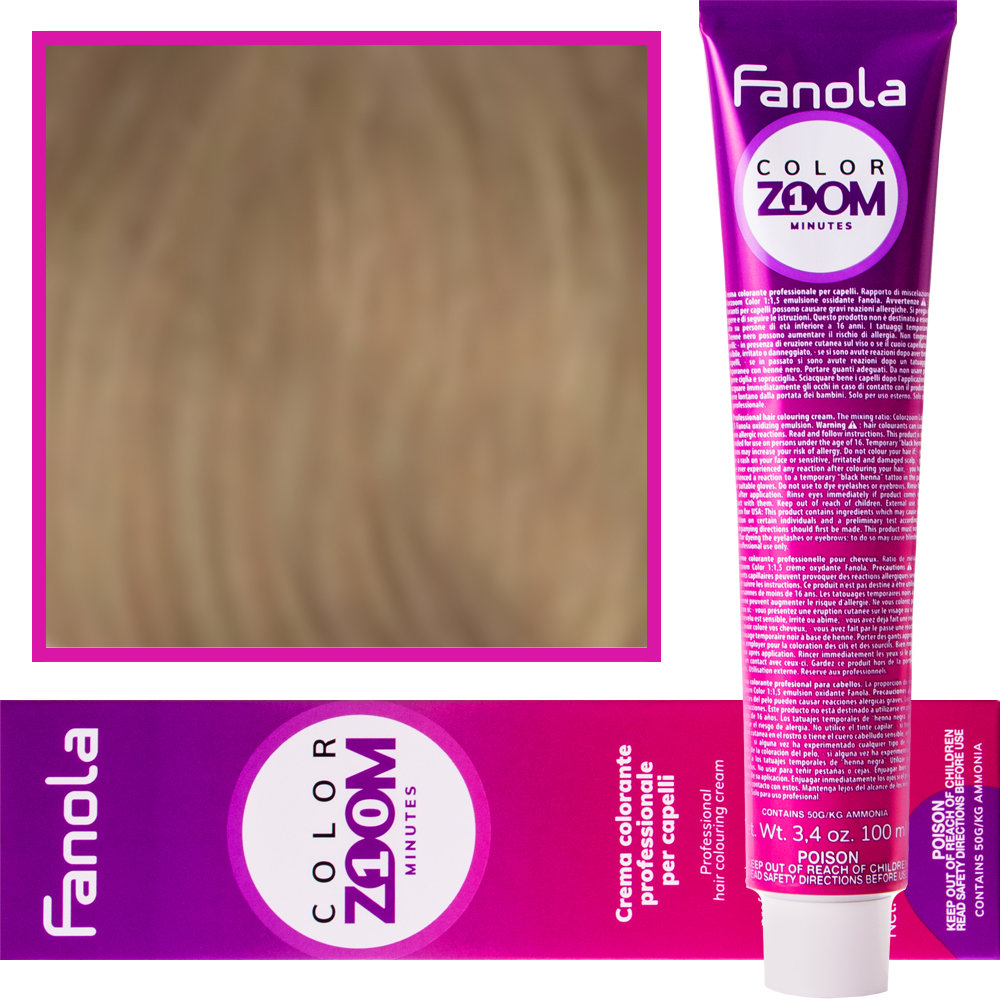 Фото - Фарба для волосся Fanola, Zoom Profesjonalna Farba Do Koloryzacji Włosów 8,0 Jasny Blond, Kr