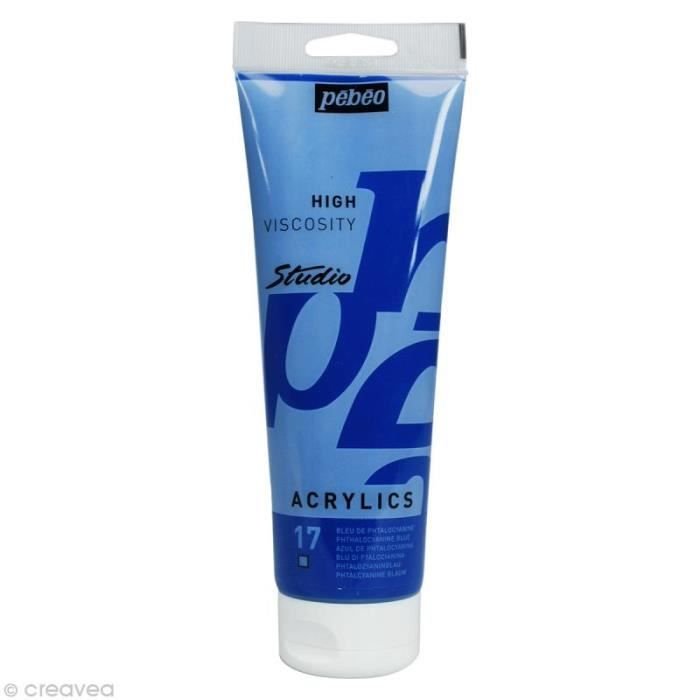 Pébéo - Acryl fijne studio-kunststoffen - meerlaagse verf voor je creativiteit - acrylverf glinsterend - blauw-zwart glinsterend - 250 ml