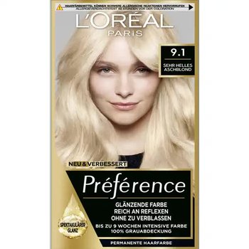 Farba do włosów blond jasny popielaty blond Loreal Preference 9.1 - L'oréal Paris