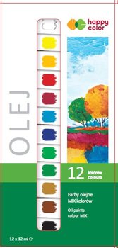 Farba olejna, zestaw 12 kolorów x 12ml, Happy Color  - Happy Color