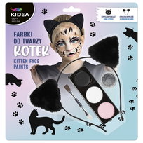 Farbki do twarzy zestaw z opaską kotek Kidea