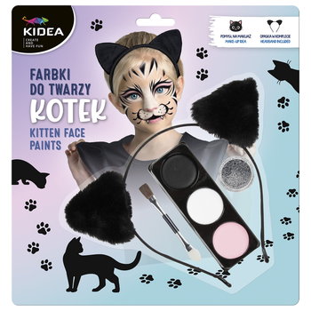 Farbki do twarzy zestaw z opaską kotek Kidea - KIDEA