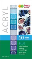 Farby akrylowe, 10 odcieni niebieskiego, Happy Color  - Happy Color