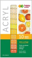 Farby akrylowe, 10 odcieni żółtego - Happy Color